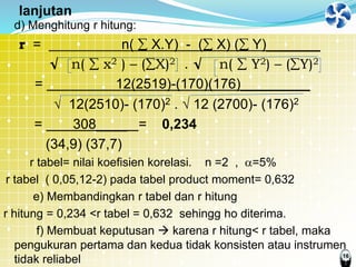 Rumus Ngitung R Statistik pengukuran instrumen reliabilitas | PPTX