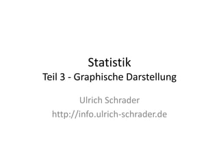 Statistik
Teil 3 - Graphische Darstellung

         Ulrich Schrader
  http://info.ulrich-schrader.de
 
