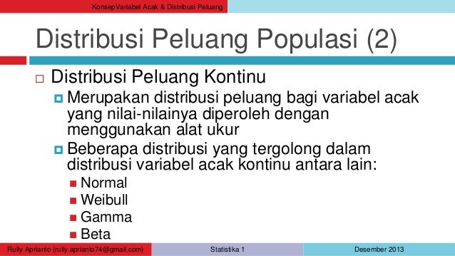 Statistika Konsep Variabel Acak & Distribusi Peluang