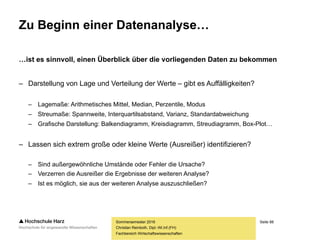 Seite 88
Fachbereich Wirtschaftswissenschaften
Explorative Datenanalyse:
Grafische Darstellungsformen
Teil VI
Sommersemester 2016
Christian Reinboth, Dipl.-Wi.Inf.(FH)
 