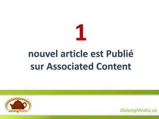 1
nouvel article est Publié
sur Associated Content


                     OolongMedia.ca
 
