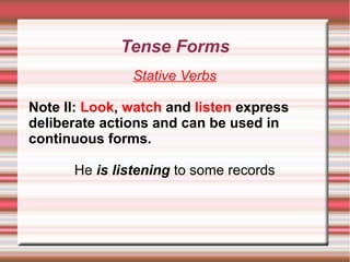 Tense Forms. Stative verbs | PDF