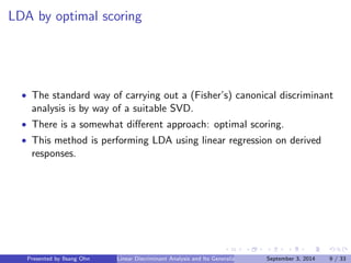 Linear Discriminant Analysis and Its Generalization | PDF