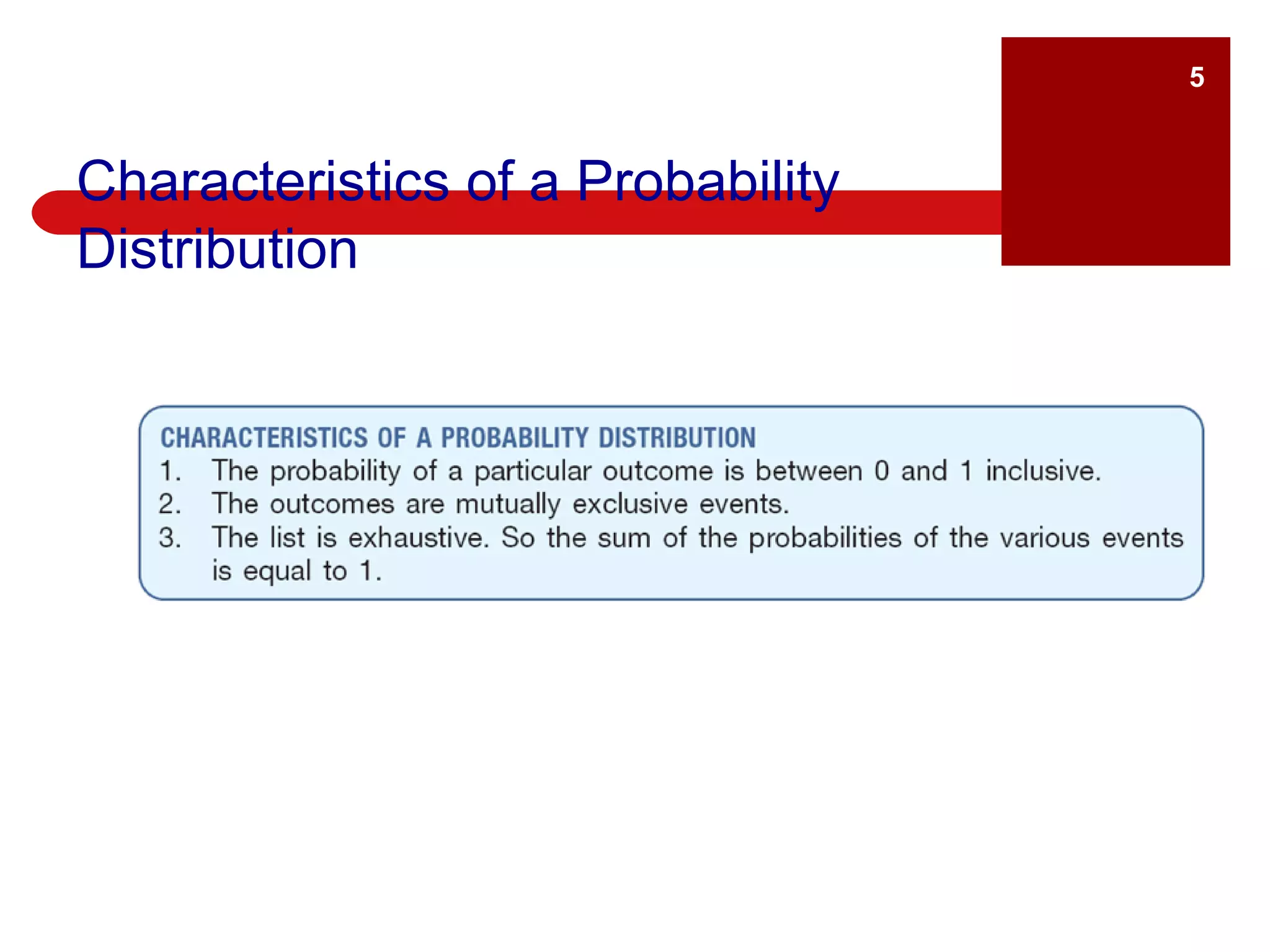 Characteristics of a Probability Distribution 