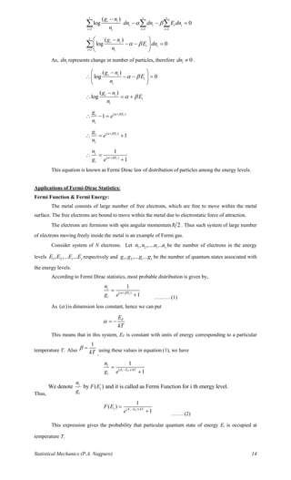 Statistical Mechanics B.Sc. Sem VI | PDF