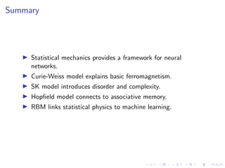 Overview of basic statistical mechanics of NNs | PDF