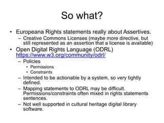 How to do things with metadata: From rights statements to speech acts.