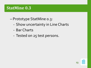 StatMine 0.3
– Prototype StatMine 0.3:
‐ Show uncertainty in Line Charts
‐ Bar Charts
‐ Tested on 25 test persons.
23
 