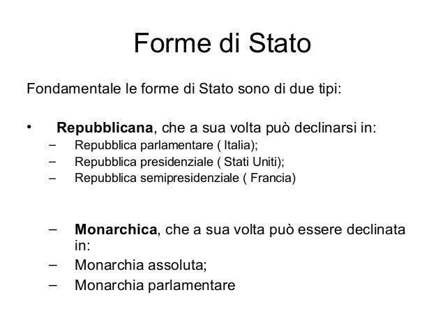 Quali Sono Le Forme Di Stato Stato