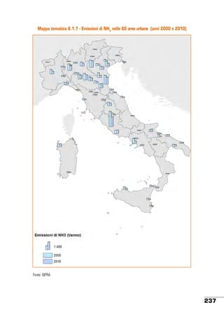 Mappa tematica 6.1.7 - Emissioni di NH3 nelle 60 aree urbane (anni 2000 e 2010)

Fonte: ISPRA

237

 