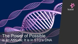 The Power of Possible
is an Attitude; It is in STO’s DNA
 