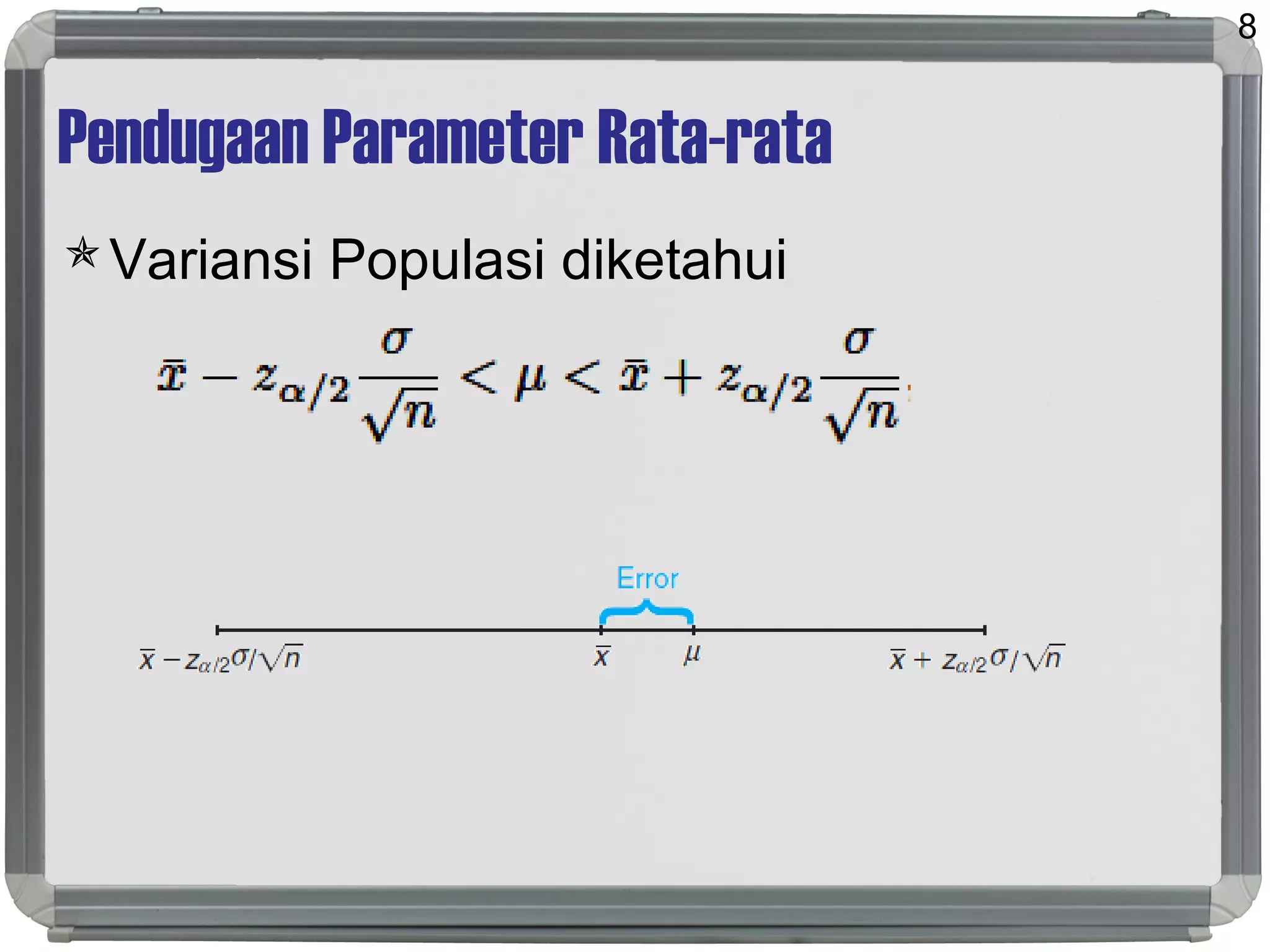 Pendugaan Parameter Rata-rata
Variansi Populasi diketahui
8
 