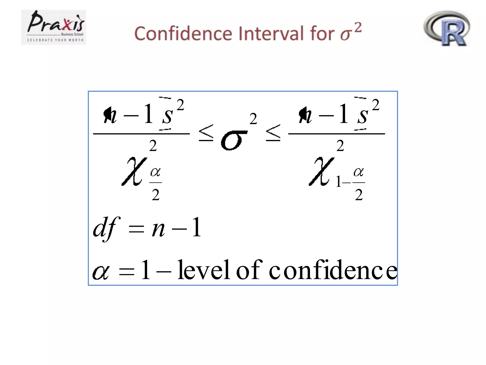 n 1s
2
2

df

2

2

n 1s

2

2
1

2

n 1
1 level of confidence

 