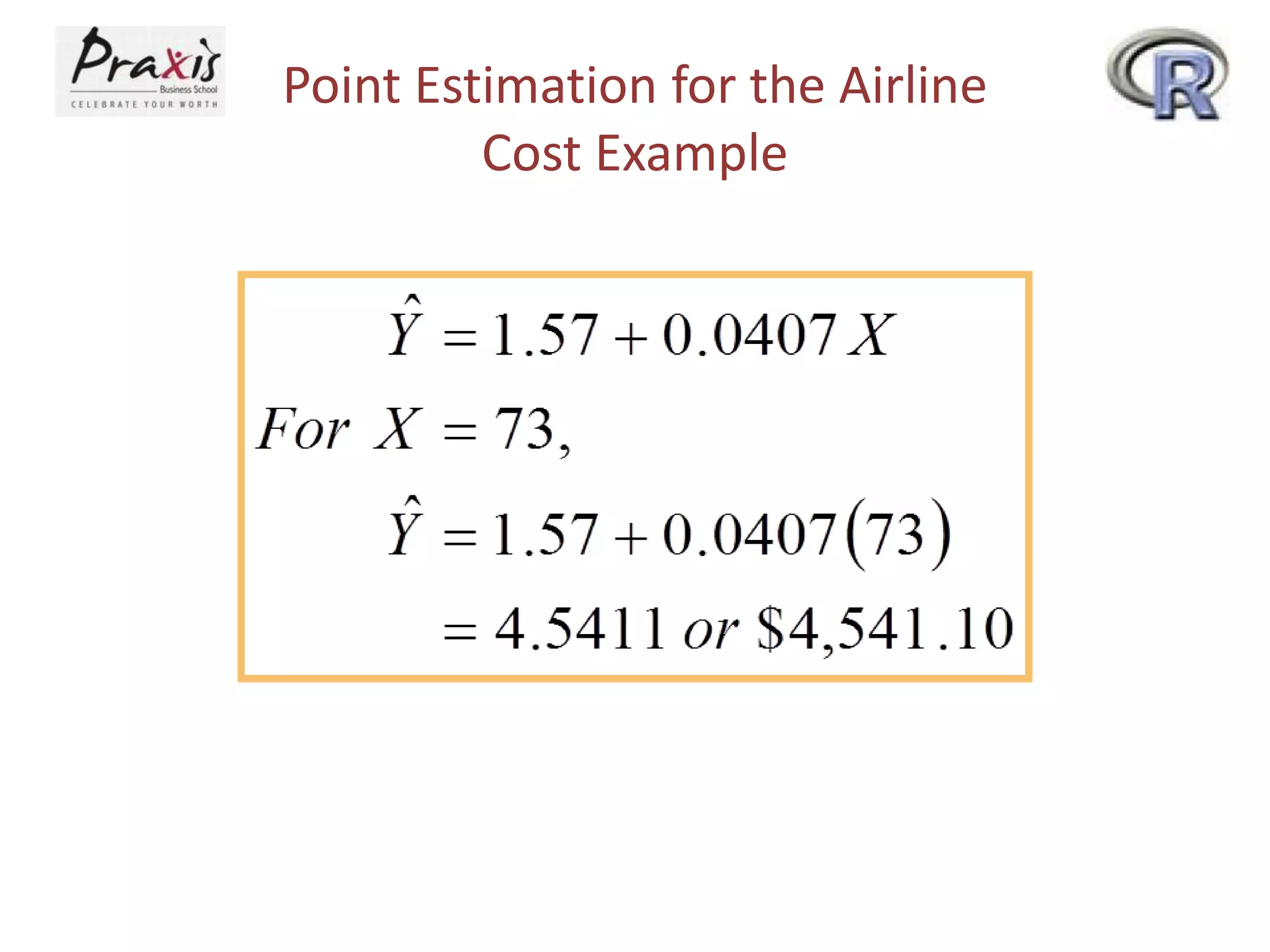 Point Estimation for the Airline
Cost Example
 