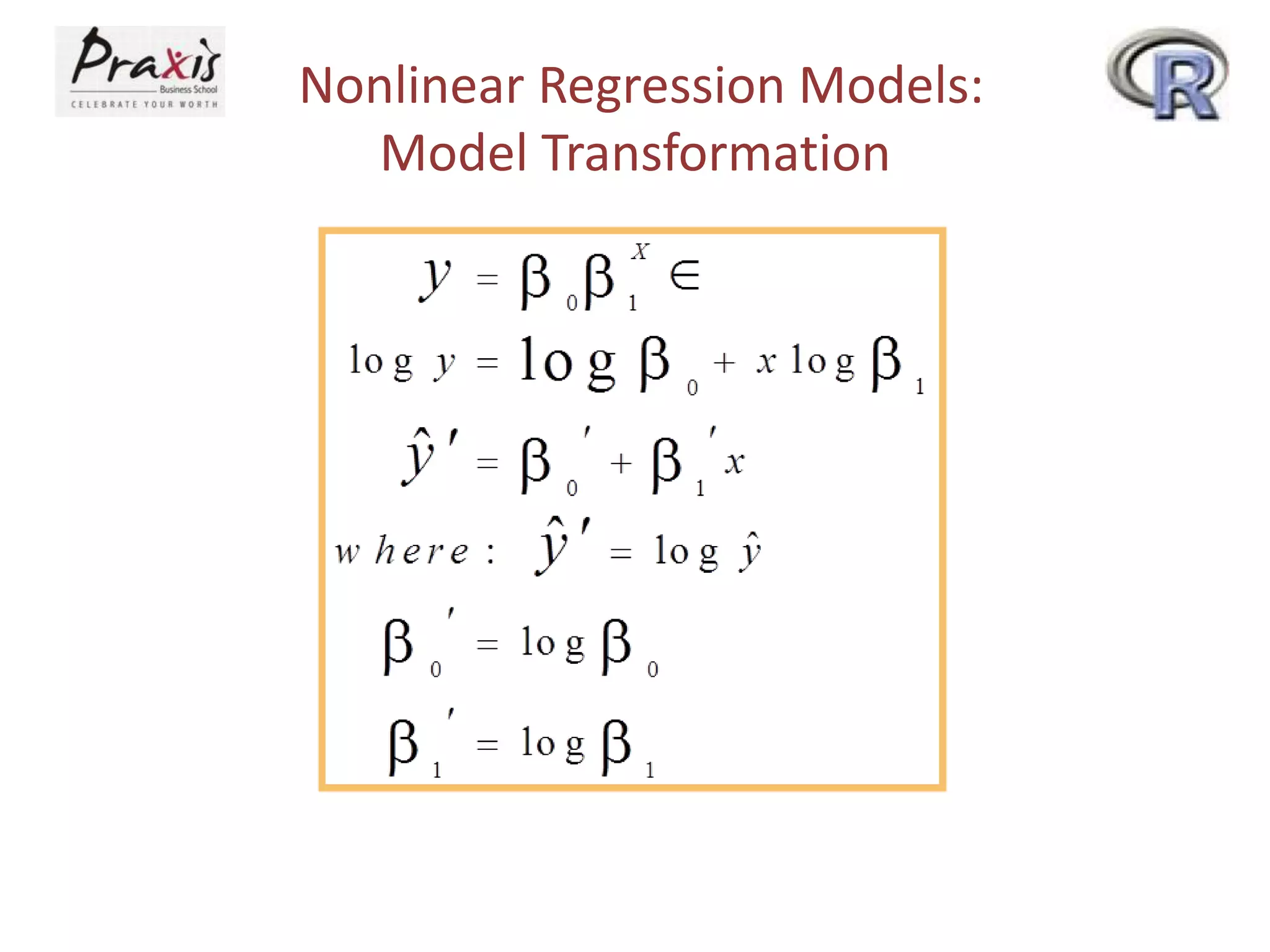 Nonlinear Regression Models:
Model Transformation
 