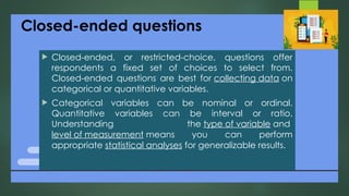 Restricted Choice Examples Database Design Data Collections and Questionnaire- Stat | PPTX