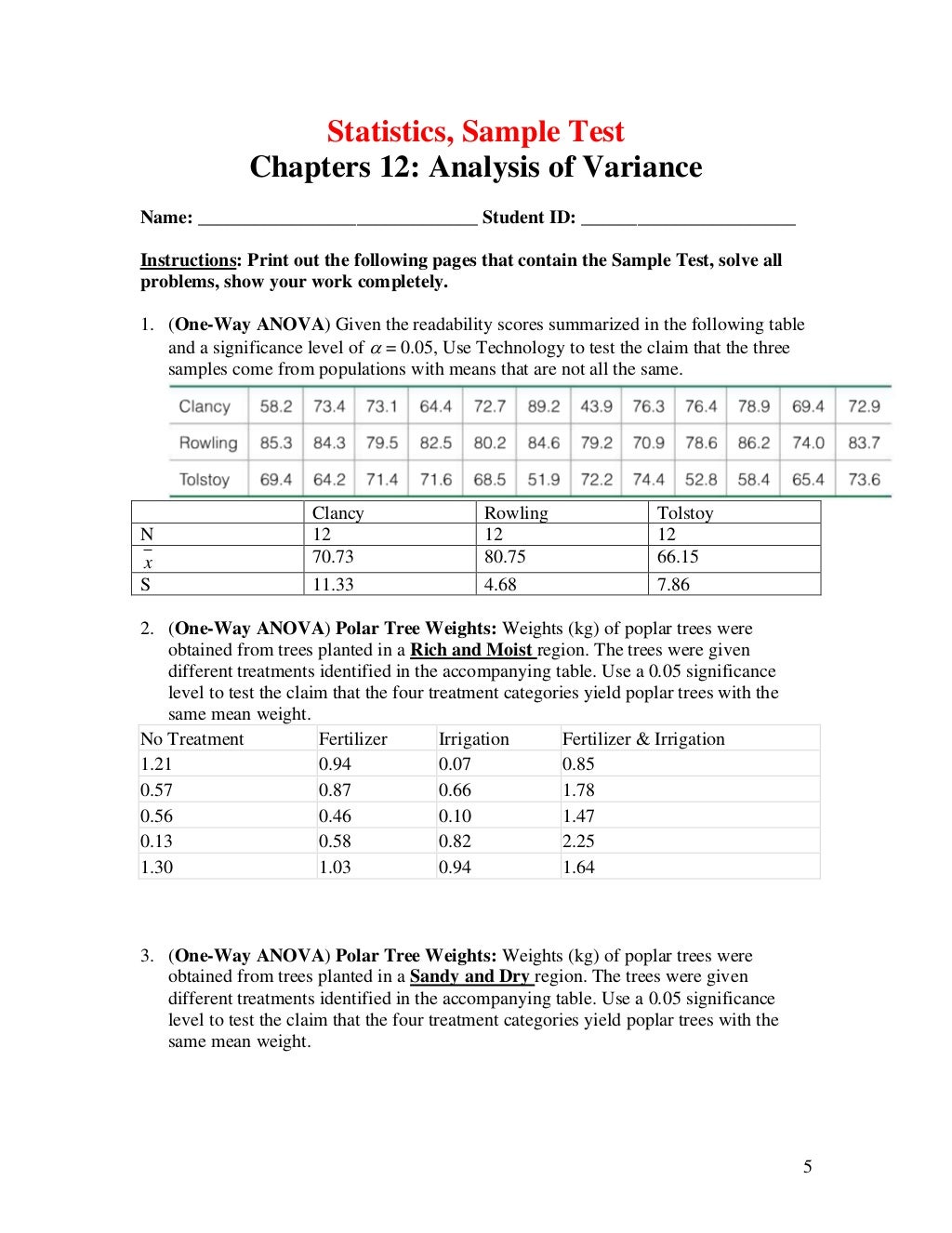 Stat sample test ch 12