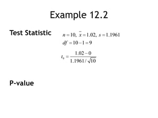 Example 12.2Test StatisticP-value