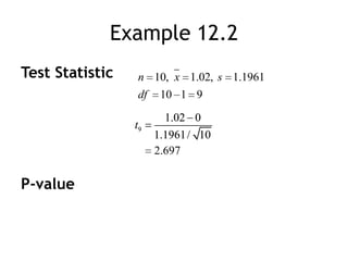 Example 12.2Test StatisticP-value