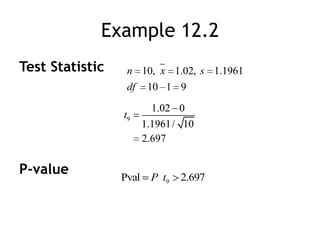 Example 12.2Test StatisticP-value