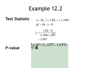 Example 12.2Test StatisticP-value