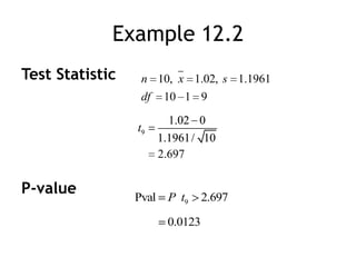 Example 12.2Test StatisticP-value