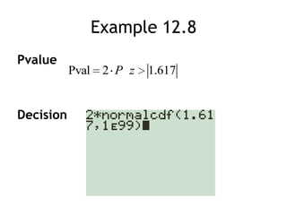 Example 12.8PvalueDecision