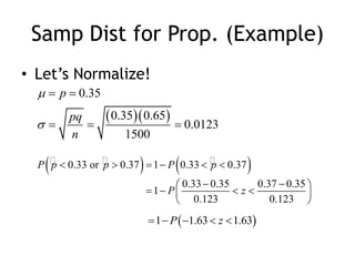 Samp Dist for Prop. (Example)Let’s Normalize!