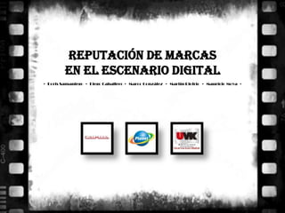 Reputación de Marcas
         en el Escenario Digital
• Doris Samaniego • Diego Caballero • Marco González • Martín Riofrío • Mauricio Moya •
 