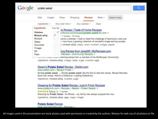 All images used in this presentation are stock photos used with permission or created by the authors. Release for web use of all photos on file.
 