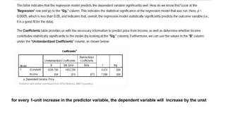 19
for every 1-unit increase in the predictor variable, the dependent variable will increase by the unst
 