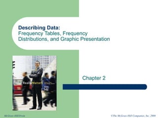 ©The McGraw-Hill Companies, Inc. 2008
McGraw-Hill/Irwin
Describing Data:
Frequency Tables, Frequency
Distributions, and Graphic Presentation
Chapter 2
 