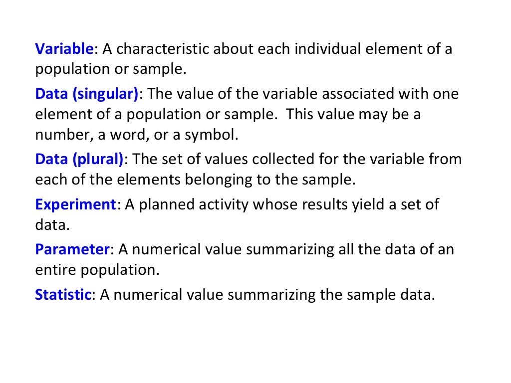Statistics Vocabulary Chapter 1