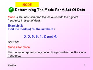 No Mode Examples Stattistic ii - mode, median, mean | PPTX