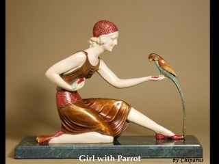 Girl with Parrot by Chiparus  