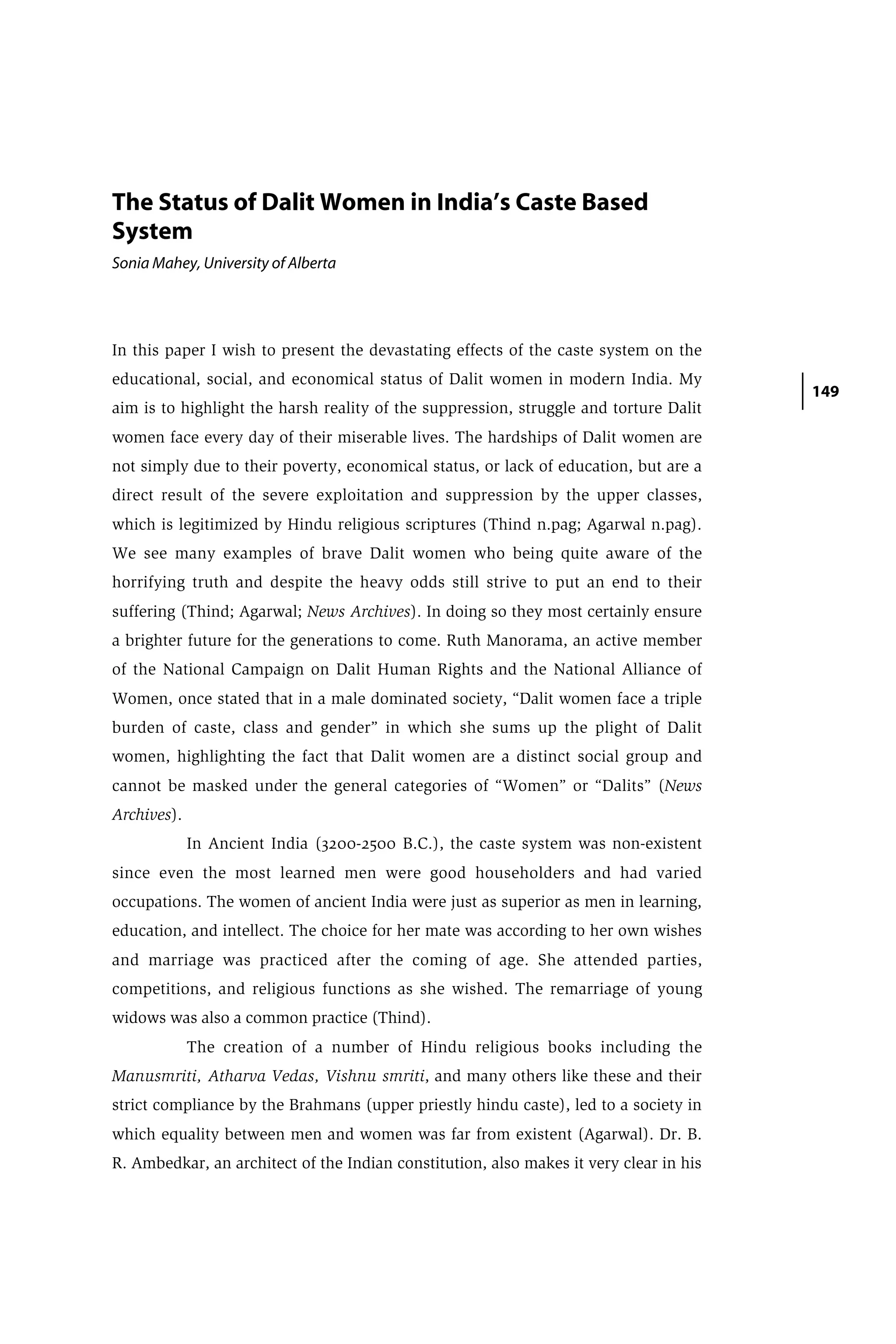 Status of dalit women in India | PDF