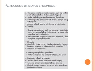 Aetiologies of status epilepticus