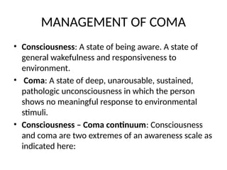 STATUS EPILIPITICUS & MANAGEMENT OF COMA | PPTX