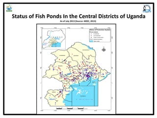 Status of Fish Ponds In the Central Districts of Uganda
As of July 2013 (Source: ARDC, 2013)
 