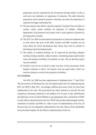 Status of implementation of the rte act 2009 in jharkhand | PDF