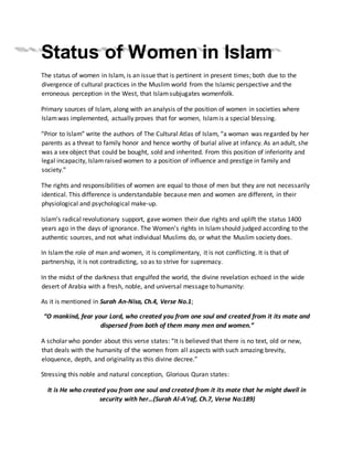 Status of women in islam | DOCX