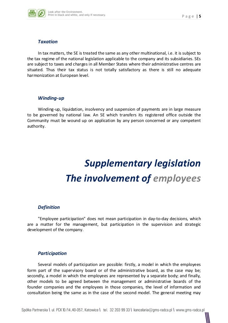 Statute for a European Company