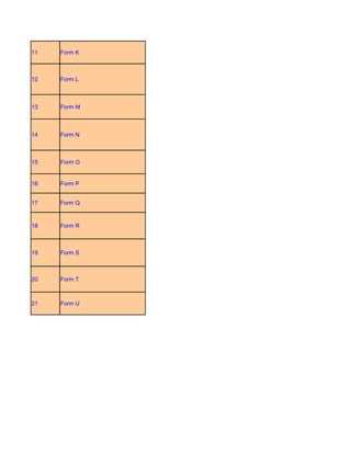 11   Form K



12   Form L



13   Form M



14   Form N



15   Form O


16   Form P


17   Form Q



18   Form R



19   Form S



20   Form T



21   Form U
 