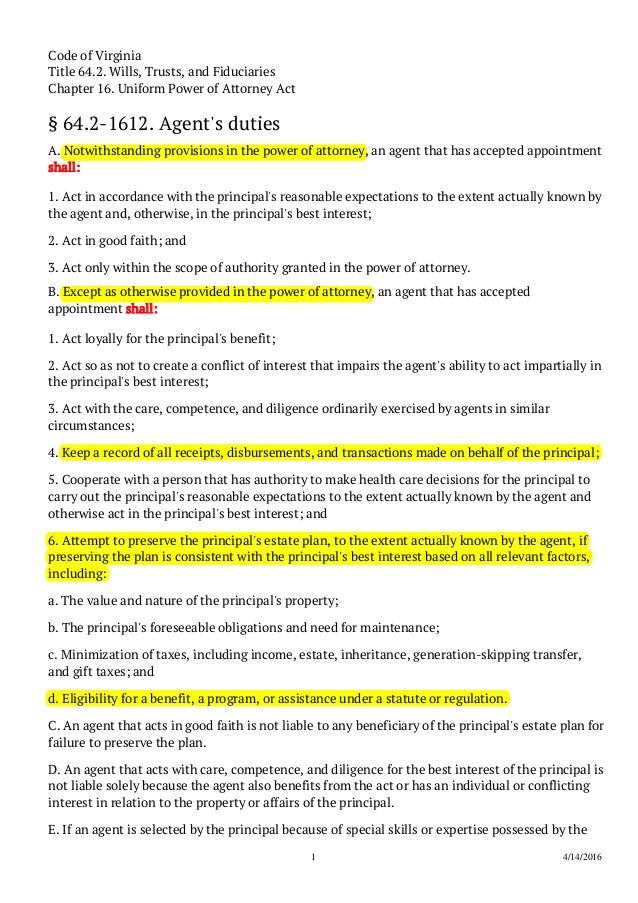 Statutory duties of agent