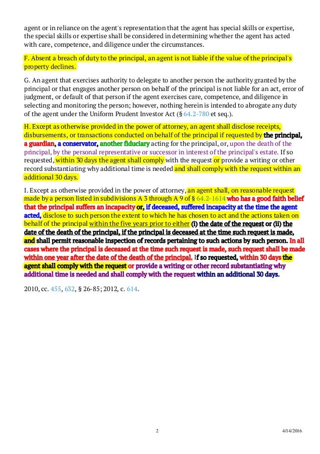 Statutory duties of agent