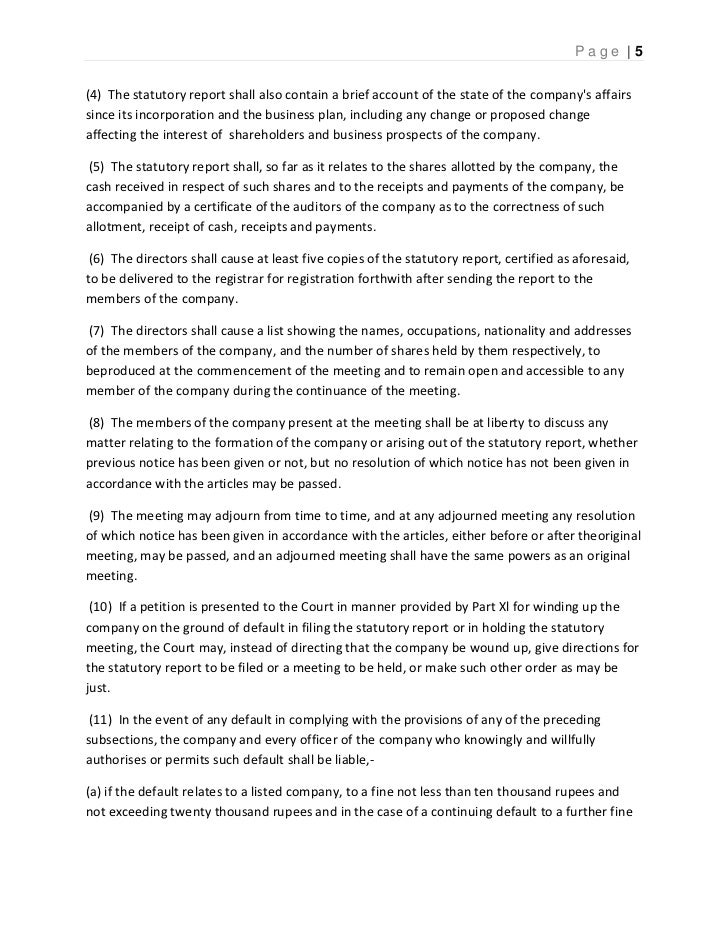 Statutory meeting of company