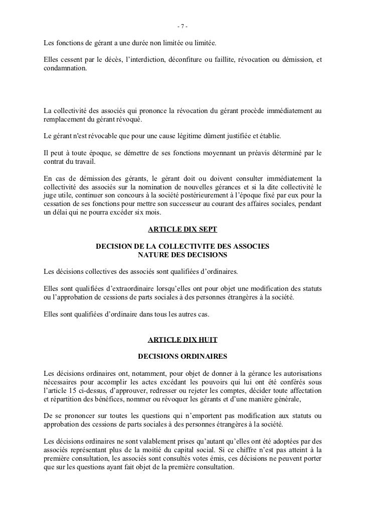 Modèle modification statuts sarl Modèle modification statuts sarl