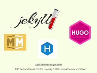 https://www.staticgen.com/
http://www.sitepoint.com/developing-a-static-site-generator-workﬂow/
 