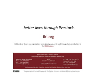Better lives through livestock: ILRI’s livestock research for development approach