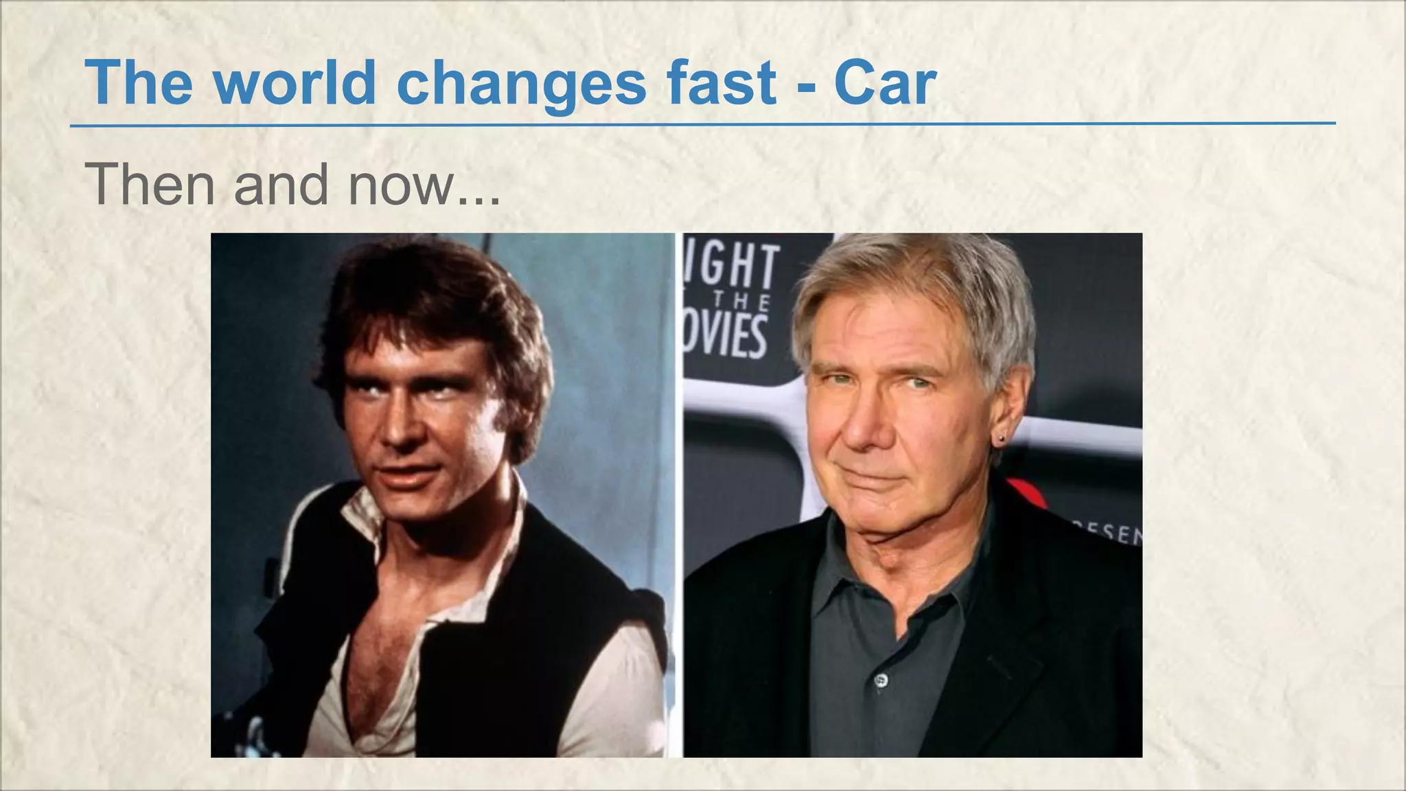 The world changes fast - Car 
Then and now... 
 